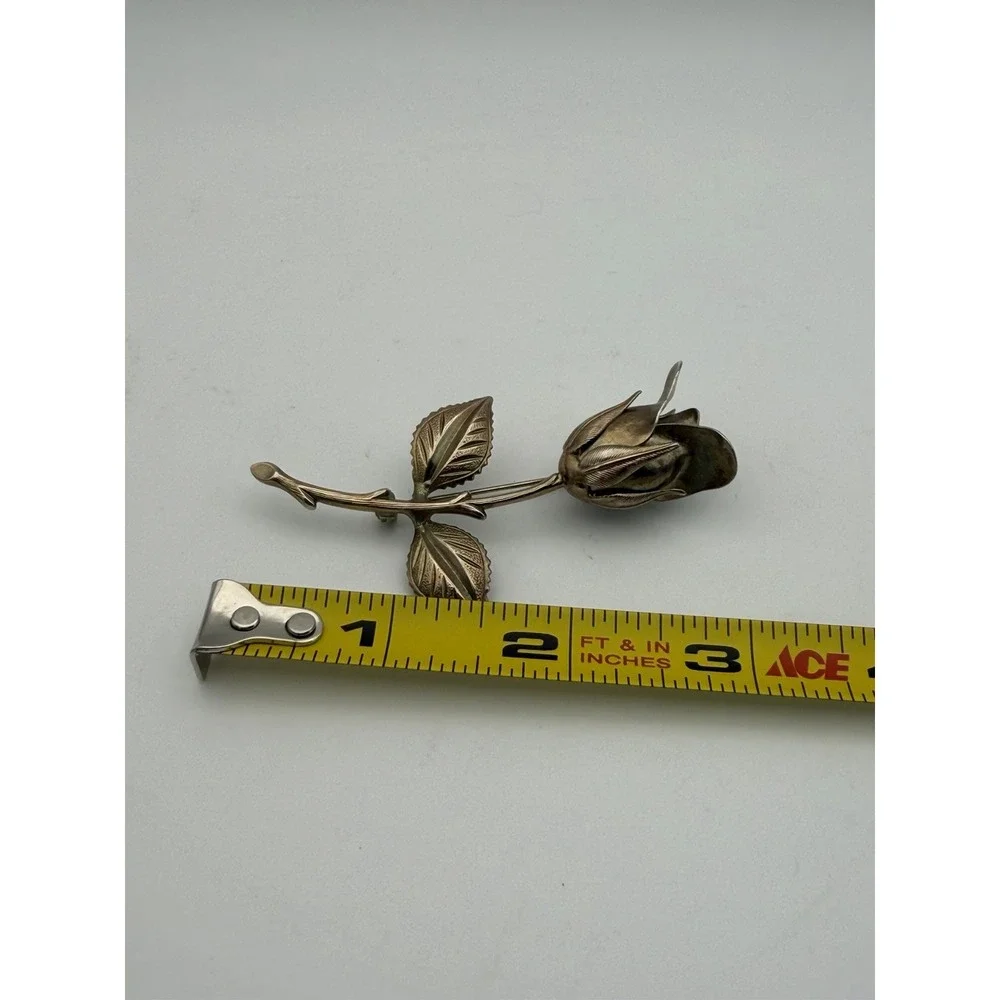 Rose Flower Floral Brooch Gold Tone Vintage 3